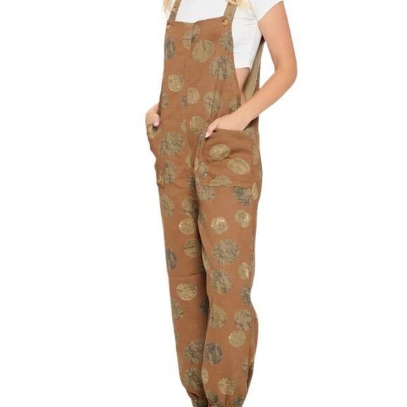 NWT SM Wardrobe Beige Cotton MoonPrint Overall Size - XLarge - Picture 1 of 13